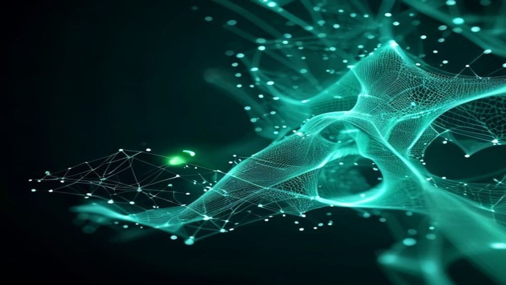 Abstract visual of an engineering digital twin migrating into a human, data-driven context.